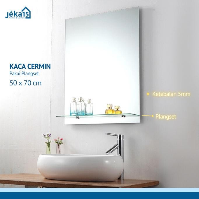 KACA CERMIN Kamar Mandi Besar ASAHI 5ML UKURAN 50X70 BEVEL PERSEGI