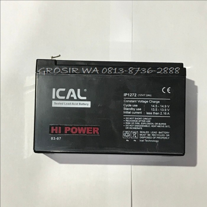 Aki Baterai Kering Ups Ica Ical 1272 Pengganti Ip1275 Ical 12V 7Ah
