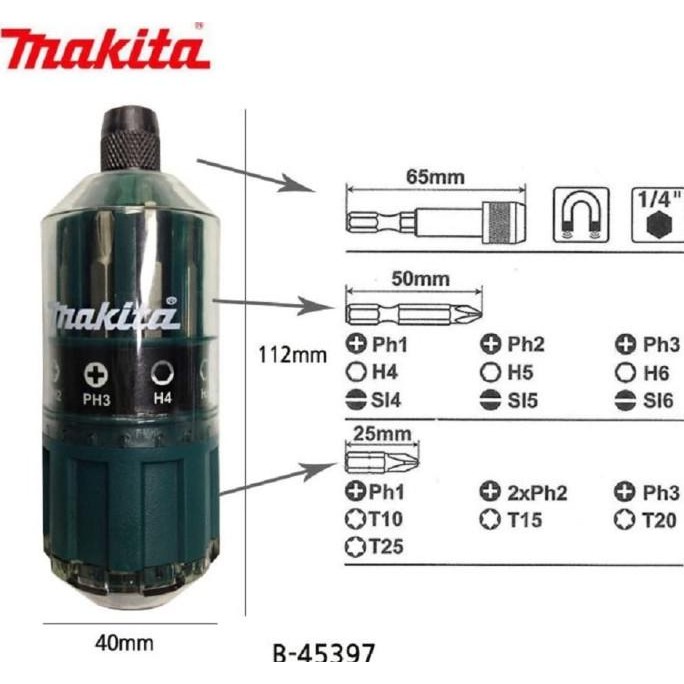 mata obeng set makita 18 pcs/ makita B-45397