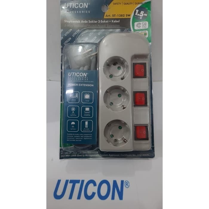 StopKontak / Stop Kontak / Colokan cabang 3 Lubang Uticon ST-1382 SW