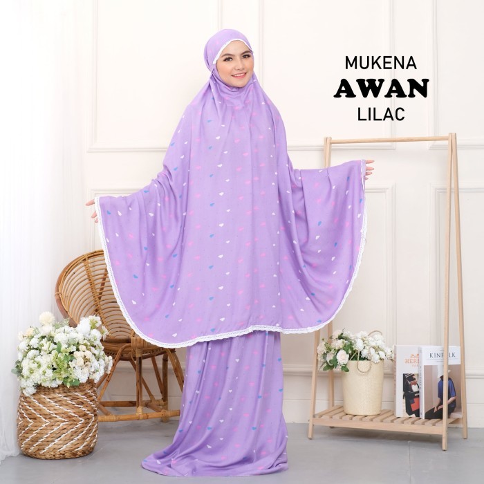 Mukena MUKENA DEWASA RAYON AWAN - lilac katun adem premium terbaru elegan terkini