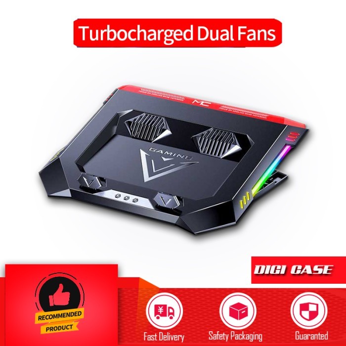 Cooling Pad Cooler Laptop Gaming Turbocharged Radiator Led 2 Fan