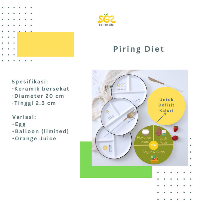 PIRING DIET / PIRING SEKAT KERAMIK/ PIRING SAJI AESTHETIC IMPOR