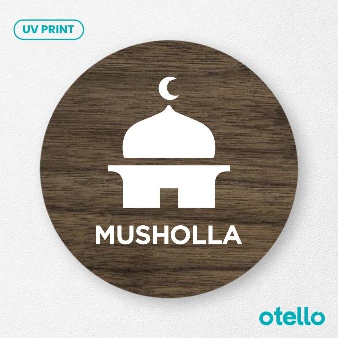 SIGNAGE MUSHOLLA SIGN BOARD KAYU LABEL PAPAN NAMA MASJID MUSHOLA PLANG - 15 CM, BULAT