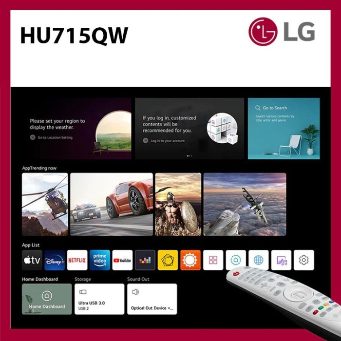 Projector Ust Laser Uhd 4K Lg Cinebeam Hu715Qw Garansi Lg Indonesia New 100 % Original