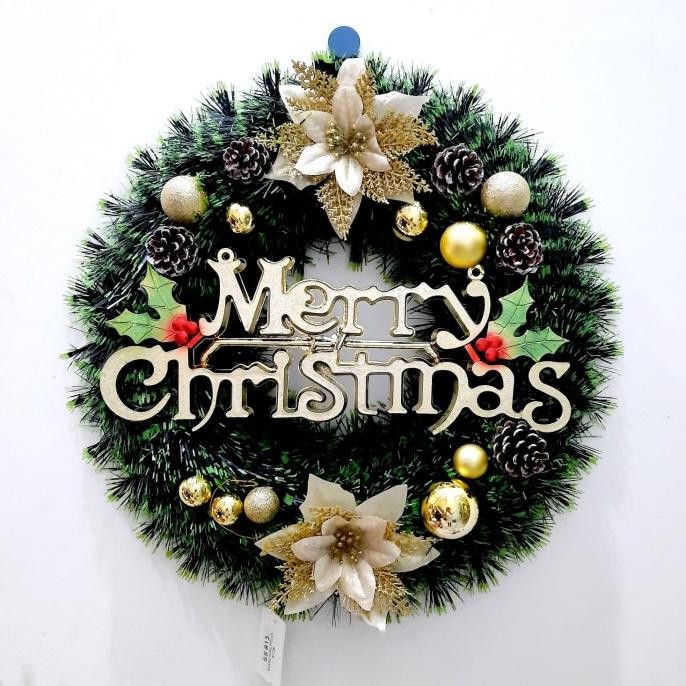 

Sale! Krans Natal 45 Cm Komplit Set Hiasan Bunga Daun Gantungan Pintu Wreath
