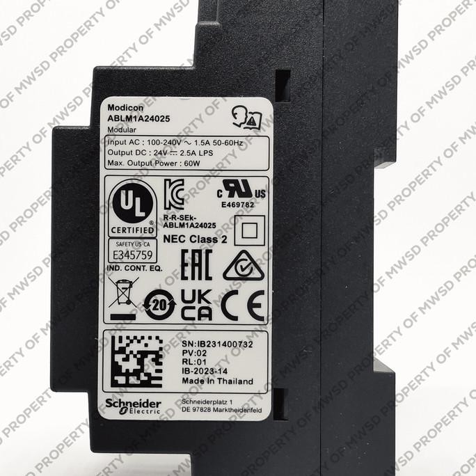 [ TM ] SCHNEIDER DIN RAIL POWER SUPPLY 24VDC 2.5A MOD 60 WATT ABLM1A24025