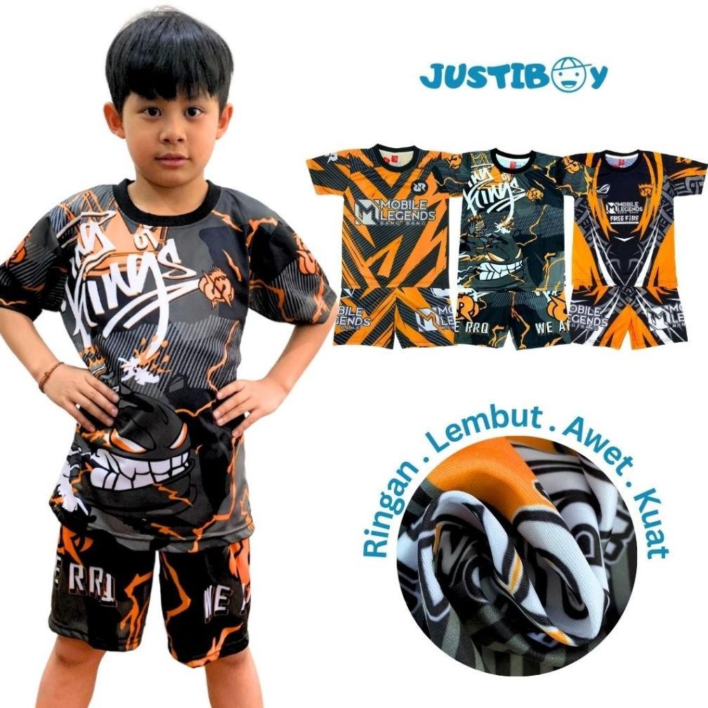 Bisa Cod Justiboy Setelan Jersey Baju Gaming E-Sport Anak Rrq / Baju Anak Gaming Printing Umur 5 - 1