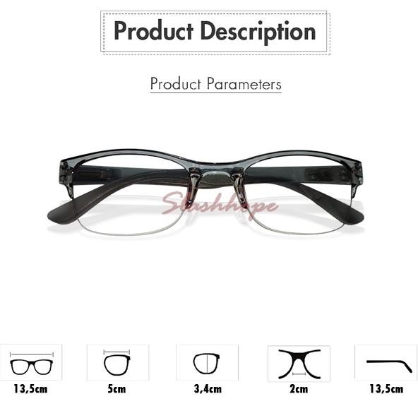 12.12 Sale Kacamata Plus (+) 3 In 1 ( Baca + Jalan + Antiradiasi ) Lensa Gradasi Gelap Gagang Per Ka