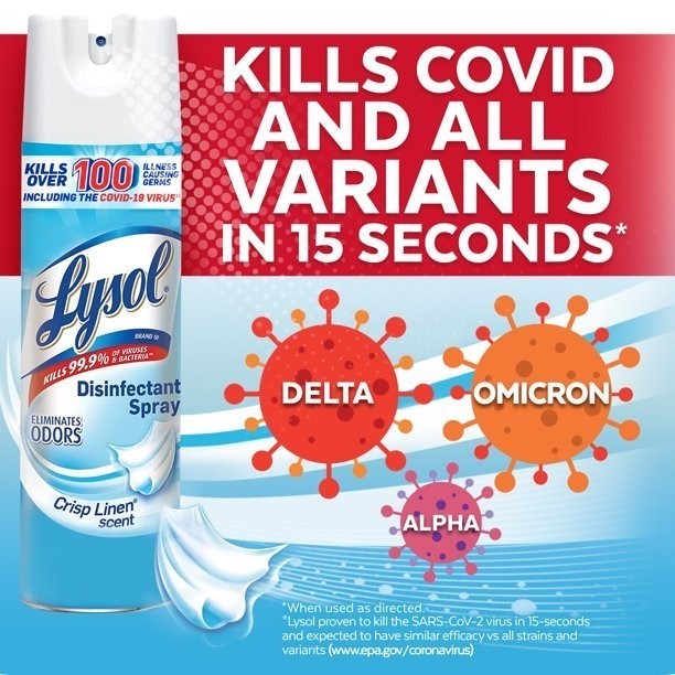 Lysol Disinfectant Spray 19Oz/538G Extra Large Crisp Linen Made In Usa