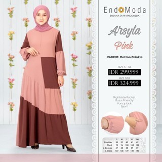 ORIGINAL Gamis Muslim Wanita Busui Wudhu Friendly - ZOYA X ENDOMODA ARSYILA Dress - Pink, M