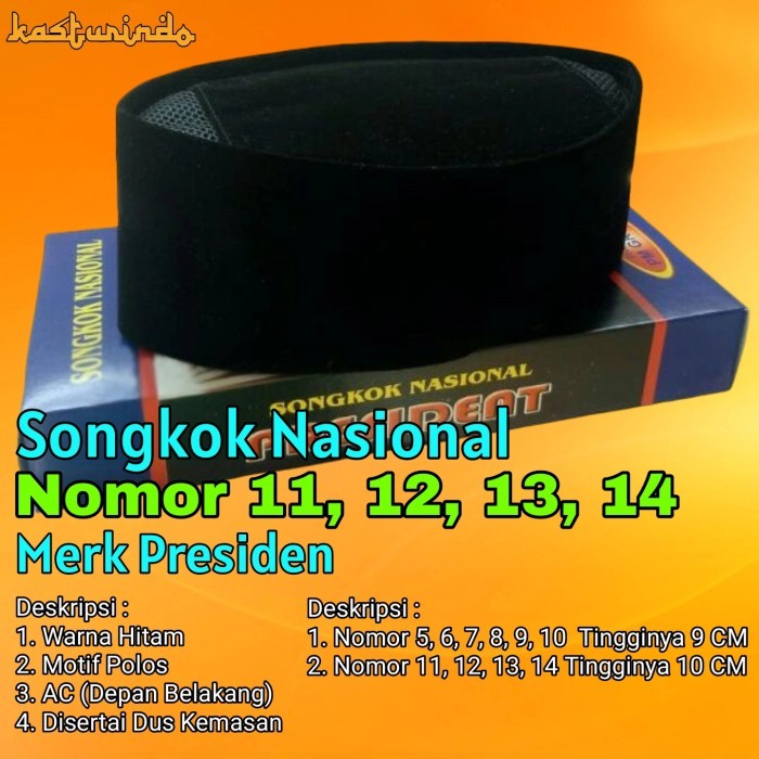 Peci Peci Songkok Kopiah Hitam Polos Ukuran Besar Jumbo 10 12 12 13 14 - No. 5/55 CM premium terlari