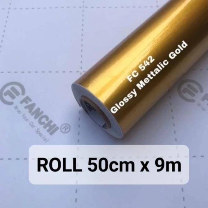 

FOR SALE ROLL STICKER FANCHI FC542 GLOSSY METALLIC CANDY GOLD 50CM X 9M ROLL
