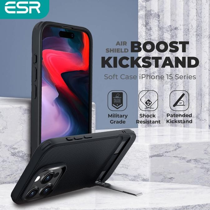 Sale Soft Case Iphone 15 Series Esr Air Shield Boost Kick Stand