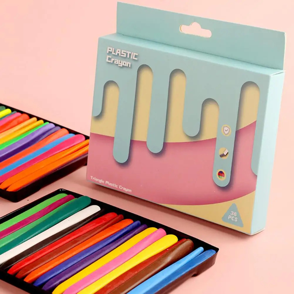 

Plastic Crayon / Krayon 12/36 Warna Cerah / Triangle Plastic Crayon
