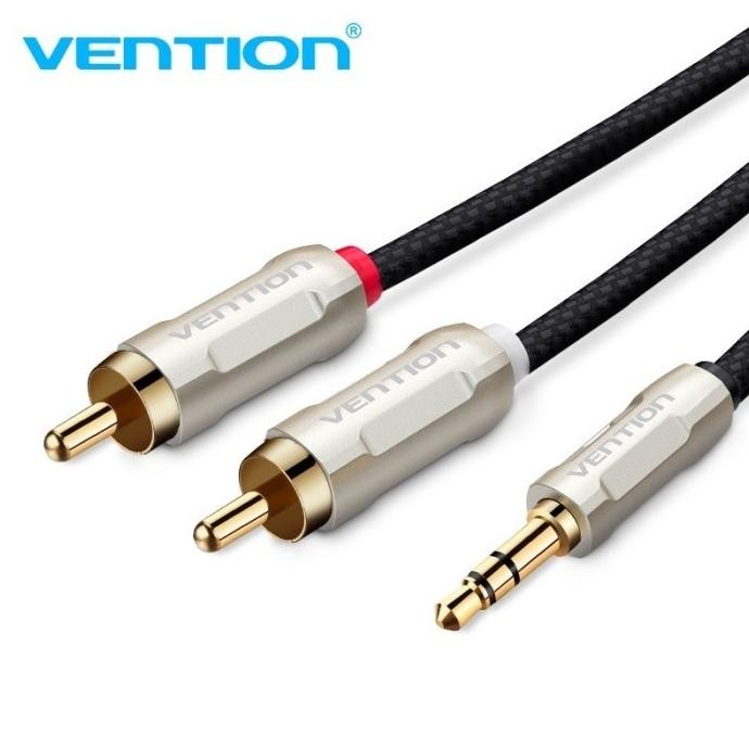 

Diskon! Vention BCIBD Kabel Audio Aux 3.5 Male To 2 RCA Male Braided 0.5M