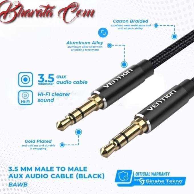 

Diskon! Vention Kabel Aux 3.5mm Male to Male Braided Audio HiFi Premium BAW