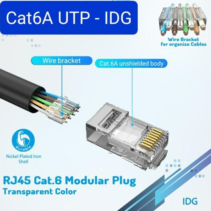 

Diskon! Vention Konektor RJ45 Cat6A UTP Modular Ethernet Connector IDG