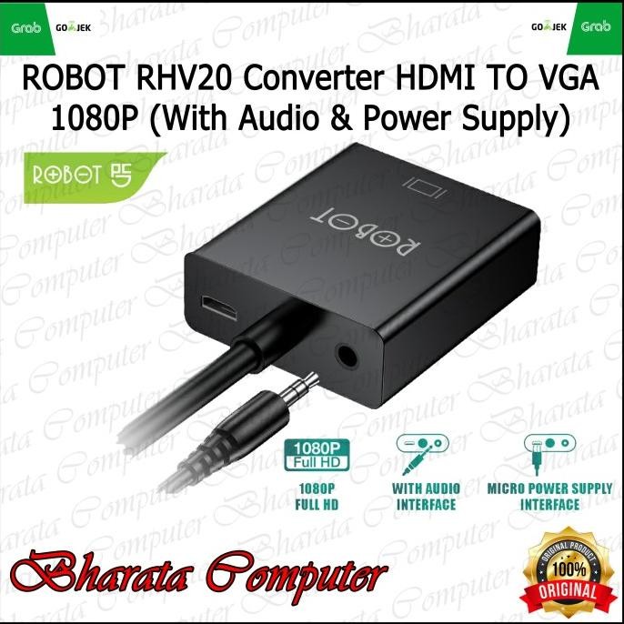 

Diskon! ROBOT RHV20 Converter HDMI TO VGA 1080P (With Audio & Power Supply)