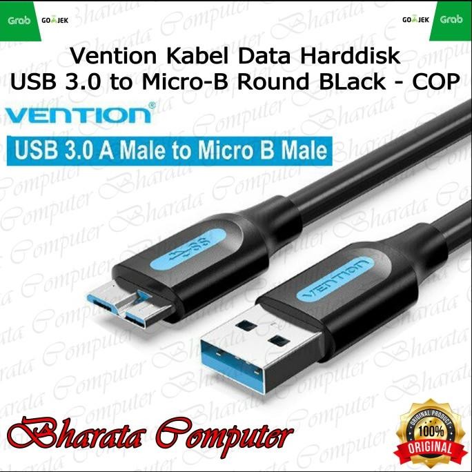 

Diskon! Vention Kabel Data Harddisk USB 3.0 to Micro-B Round BLack - COP