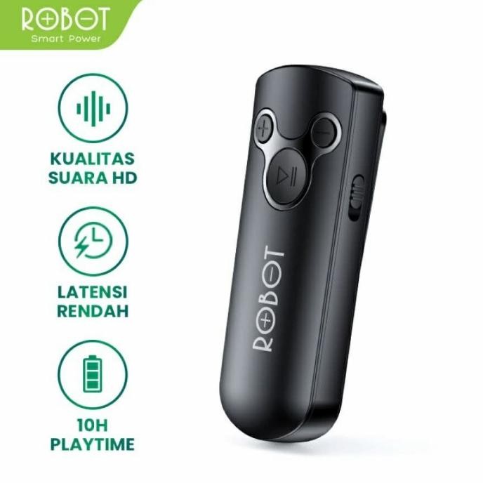 

Diskon! ROBOT RS10 Bluetooth Audio Receiver With 5.0 Small & Portable AUX 3.5