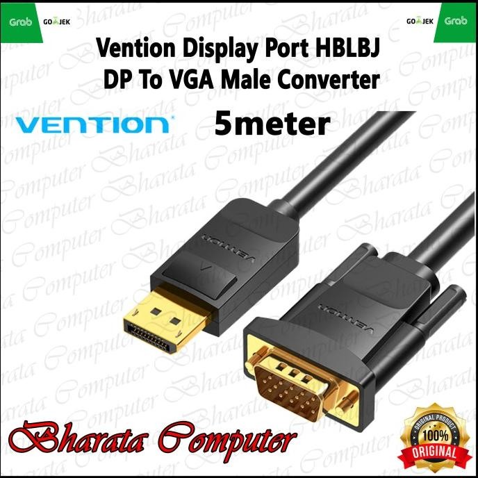 

Diskon! Vention Kabel Display Port Thunderbolt DP To VGA Male 5 METER HBLBJ