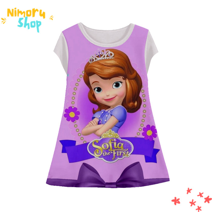 Baju Dress Anak 3D Tunik-PrincessSofia-7-designWD Anime Princess Sofia Tunik Untuk Usia 1-12 Tahun -