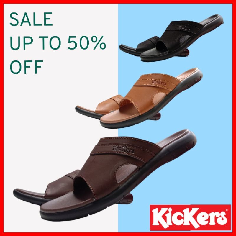 Sepatu Wanita SANDAL SELOP PRIA KICKERS KULIT / SENDAL SLIDE COWOK PROMO / SANDAL LEBARAN DISTRO