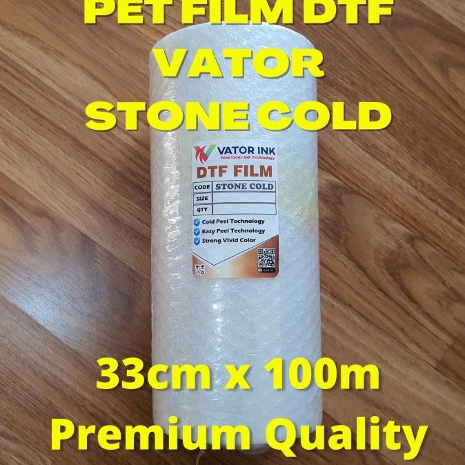 

TERMURAH - PET FILM DTF VATOR STONE COLD Roll 33cm x 100m Sablon DTF Tinta DTF