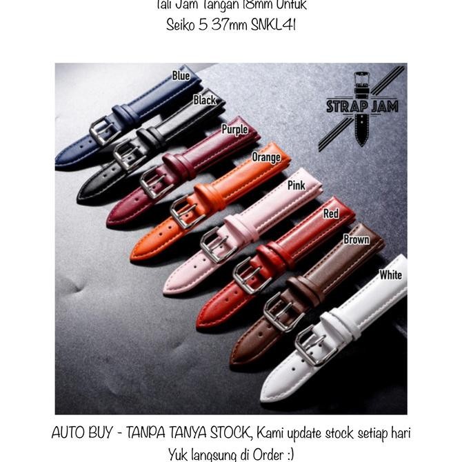 TERMURAH - WMN 18mm Tali Strap Jam Tangan Kulit Untuk Seiko 5 37mm SNKL41