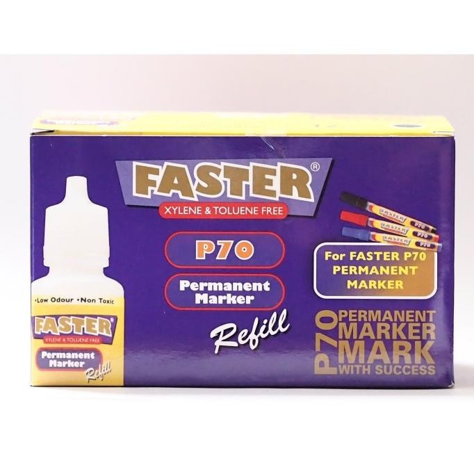 

BLUE- REFILL INK FASTER P70 UTK PERMANENT MARKER ISI 12 BOTOL-BLACK,BLUE&RED