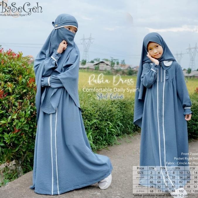 Rubia Series By Basegeh Baju Muslim Gamis Anak set Cadar KOKO