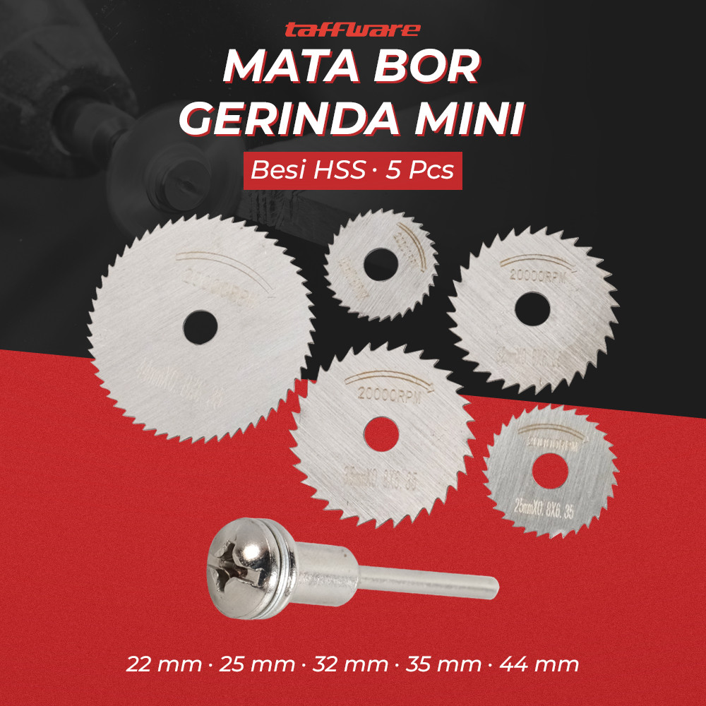 

- Taffware Mata Bor Mini Gerinda Kayu HSS 22/25/32/35/44mm 5 PCS - 58686 -