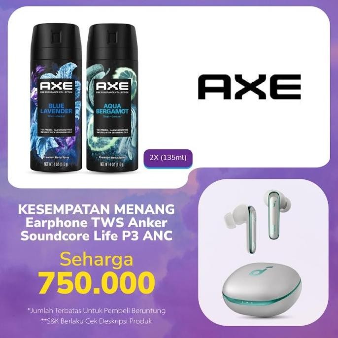 

BLUE- [MYSTERY BOX] AXE DEODORANT BODY SPRAY BLUE LAVENDER & AQUA BERGAMOT - 135ML