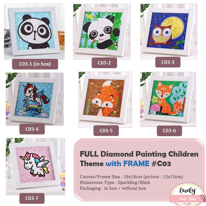 

Terlaris 15x15cm Diamond painting pemula / children Animal panda face #63 COD
