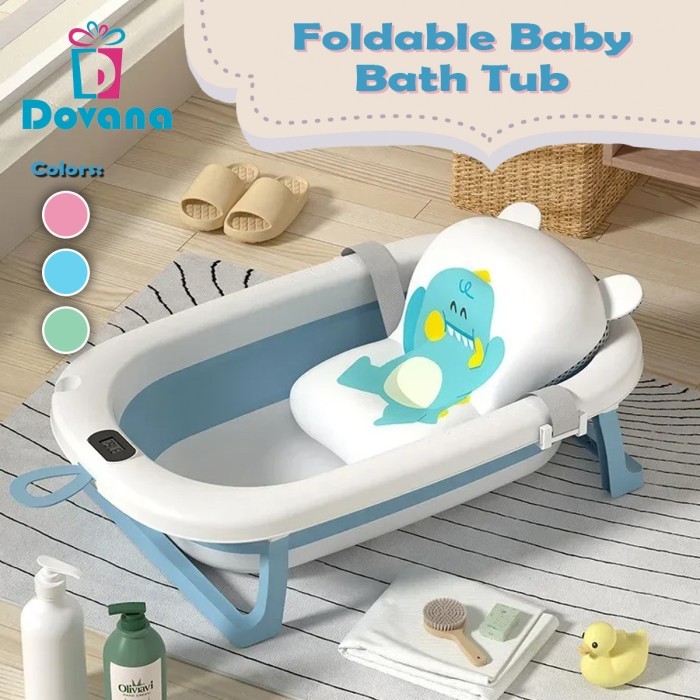 Dovana Bak Mandi Bayi Lipat Portable Baby Bathtub Thermometer Matras