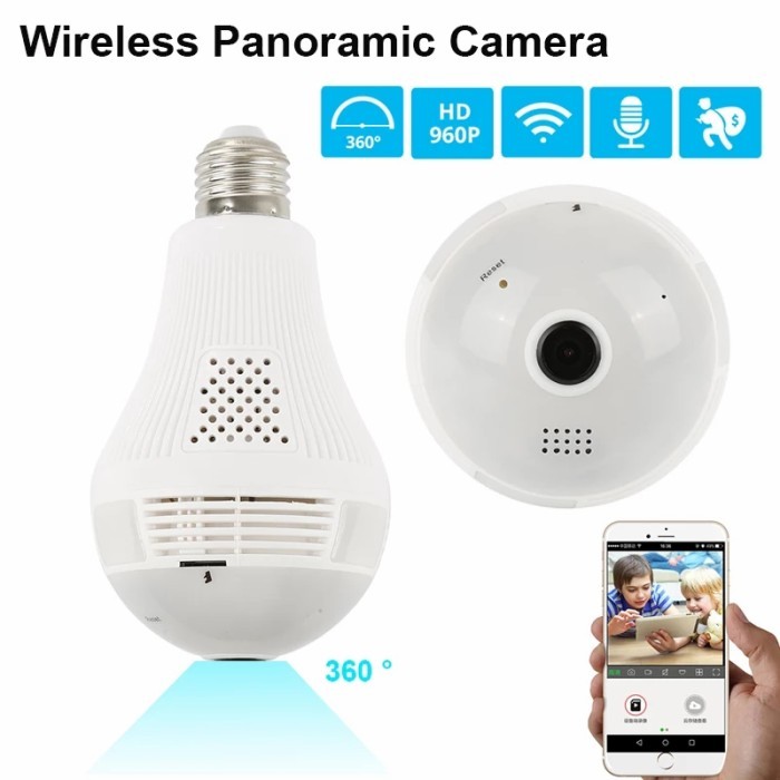 TERBARU - kamera rahasia cctv bohlam lampu led sensor gerak-spy cam-lampu IP cam