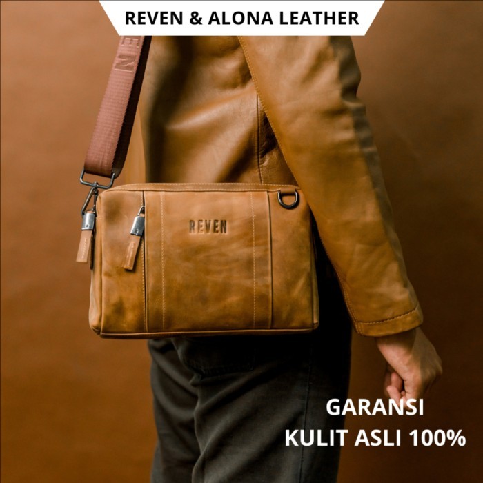 Tas Slempang Messenger Oslo Bag Pria Kulit Original Branded Anti Air