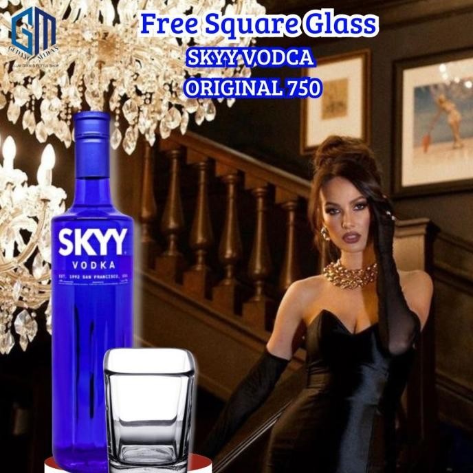 

BLUE- SKYY VODCA ORIGINAL 750 SKY VODKA PLAIN USA LICENCED BLUE BOTTLE BIRU