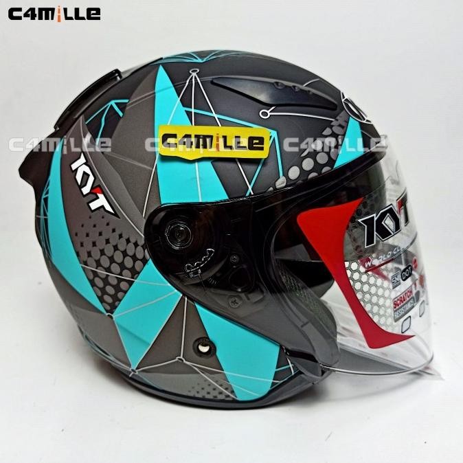 

BLUE- HELM KYT GALAXY FLAT R MATRIX BK MATT AQUA BLUE DOUBLE VISOR HALF FACE