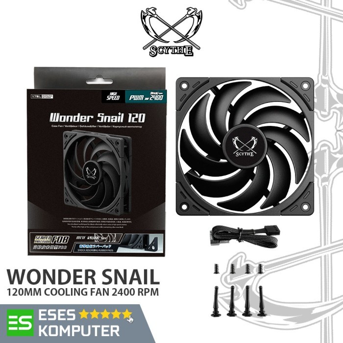 Fan Scythe Wonder Snail 120 Black PWM 2400 RPM 120mm Static Pressure