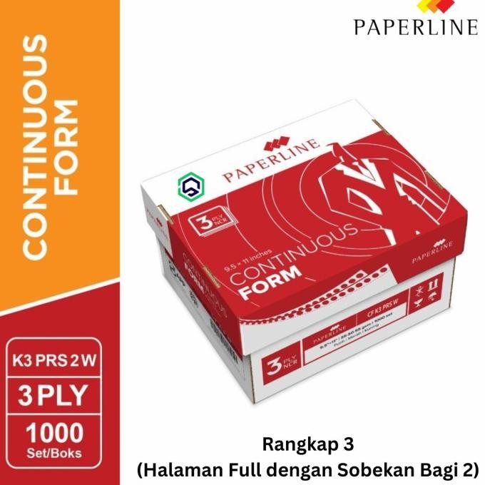 

BEBAS ONGKIR - Continuous Form / Kertas Komputer Paperline 9.5 x11 3ply CF K3 W PRS