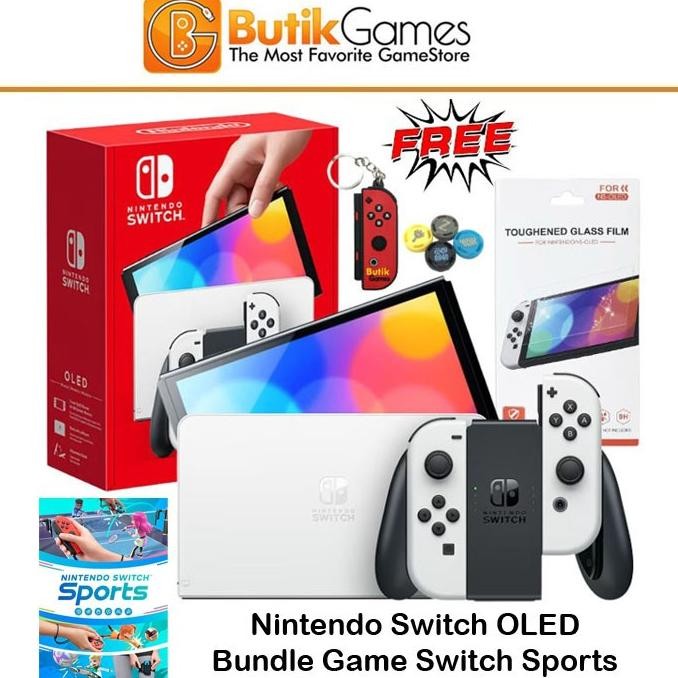 Switch - Nintendo Switch OLED Console White Putih Bundle Game Switch Sports