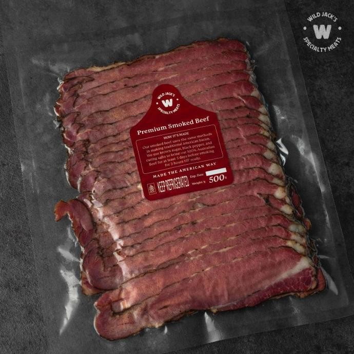 

Premium Smoked Beef / Premium Smoked Beef Rasher / Smoked Beef Slice / Daging Sapi Bacon Makasihlohya