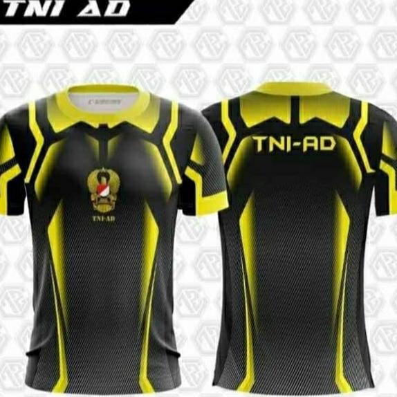 kaos jersey drifit TNI AD kuning hitam TEB