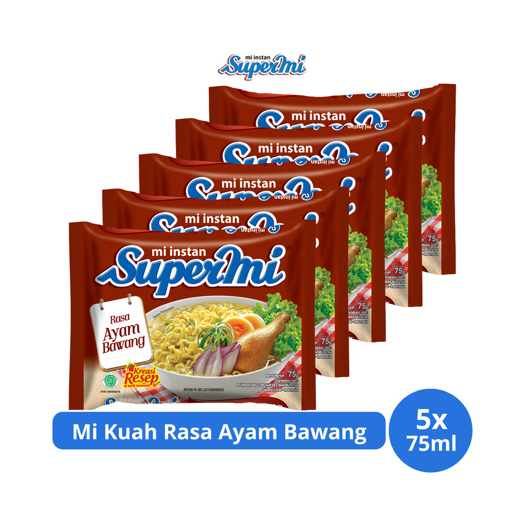 

Supermi Mi Kuah Rasa Ayam Bawang 75gr x 5 pcs