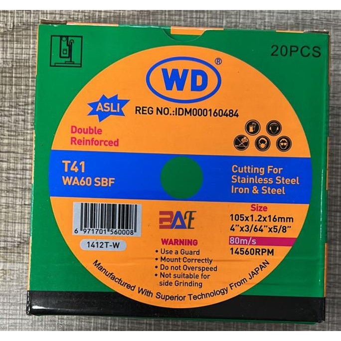 

Batu potong WD 4" x 1,2 mm mata gerinda potong / cuting whell