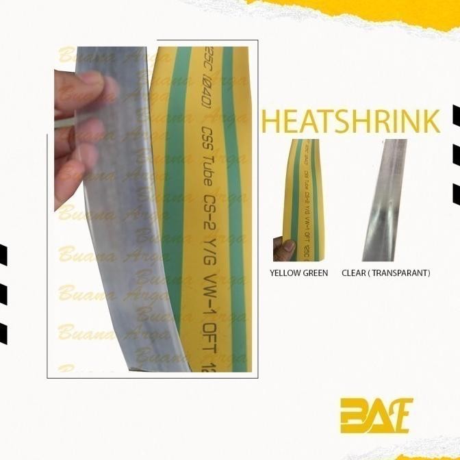

Heatshrink 1Kv 30mm Heat Shrink Yellow Green dan Clear @mtr