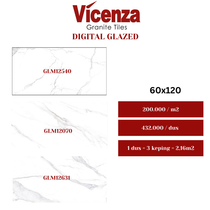 Granite Tile Vicenza 60x120 Digital Glazed Carara