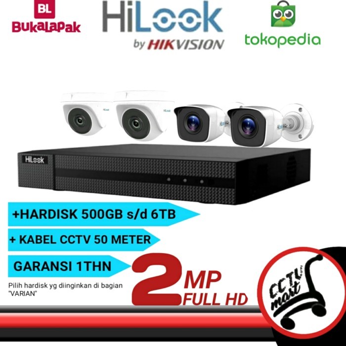PAKET CCTV MURAH 4 KAMERA HILOOK LENGKAP HARDISK GARANSI